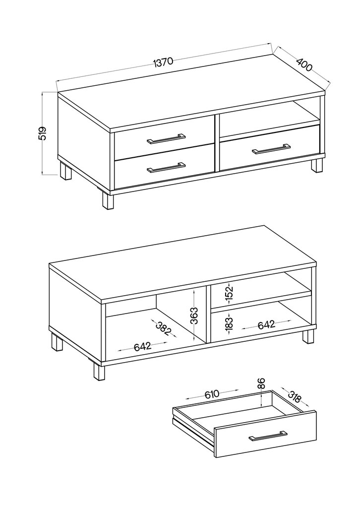 TV laud ADRK Furniture Romel, pruun hind ja info | TV alused | kaup24.ee