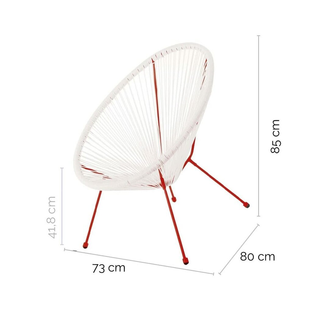 Aiatugitool Acapulco 73 x 80 x 85 cm Punane Valge Rotang hind ja info | Aiamööbli komplektid | kaup24.ee