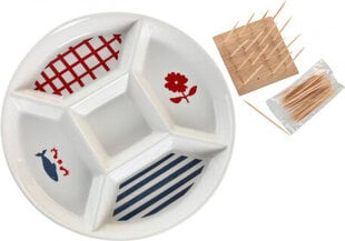 Комплект для аперитива DKD Home Decor 23,5 x 23,5 x 7 cm Красный Синий Белый Керамика Средиземноморье Дома цена и информация | Посуда, тарелки, обеденные сервизы | kaup24.ee