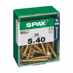 Коробка для винтов SPAX Шуруп Плоская головка (5 x 40 mm) (5,0 x 40 mm) цена и информация | Инструменты крепления | kaup24.ee