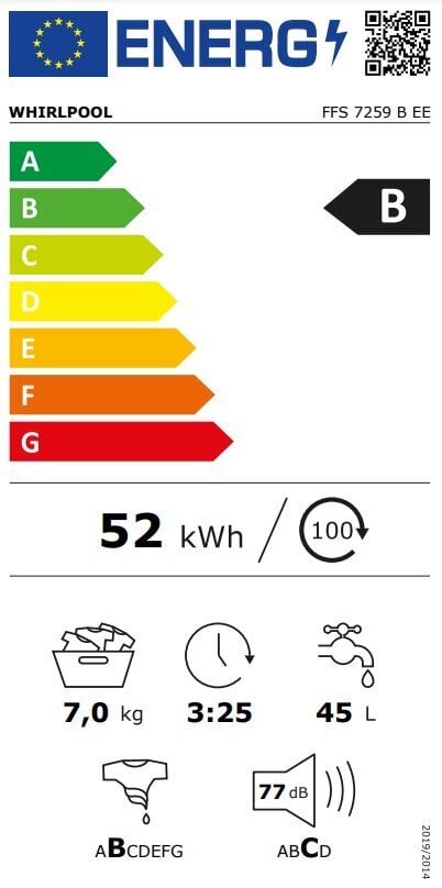 Whirlpool FFS 7259 B EE hind ja info | Pesumasinad | kaup24.ee