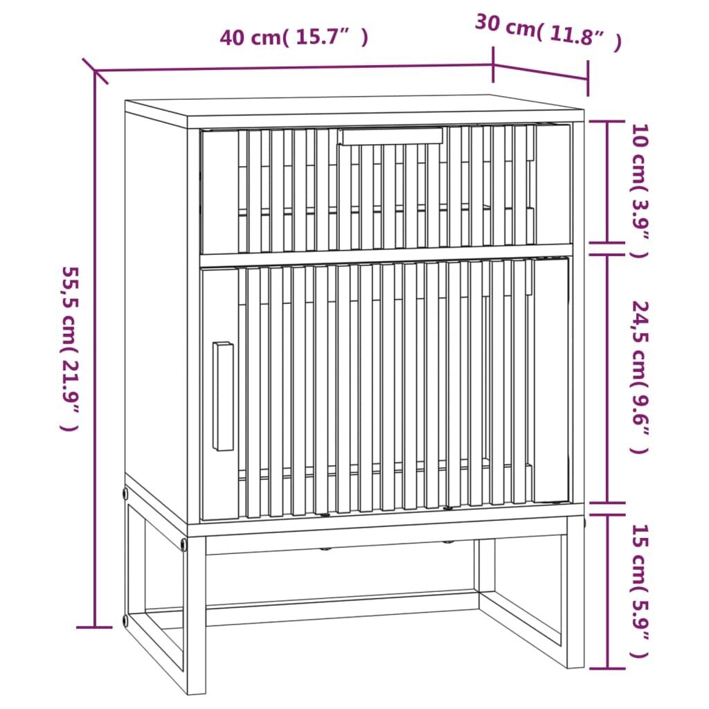 vidaXL öökapp, 40 x 30 x 55,5 cm, tehispuit ja raud цена и информация | Öökapid | kaup24.ee