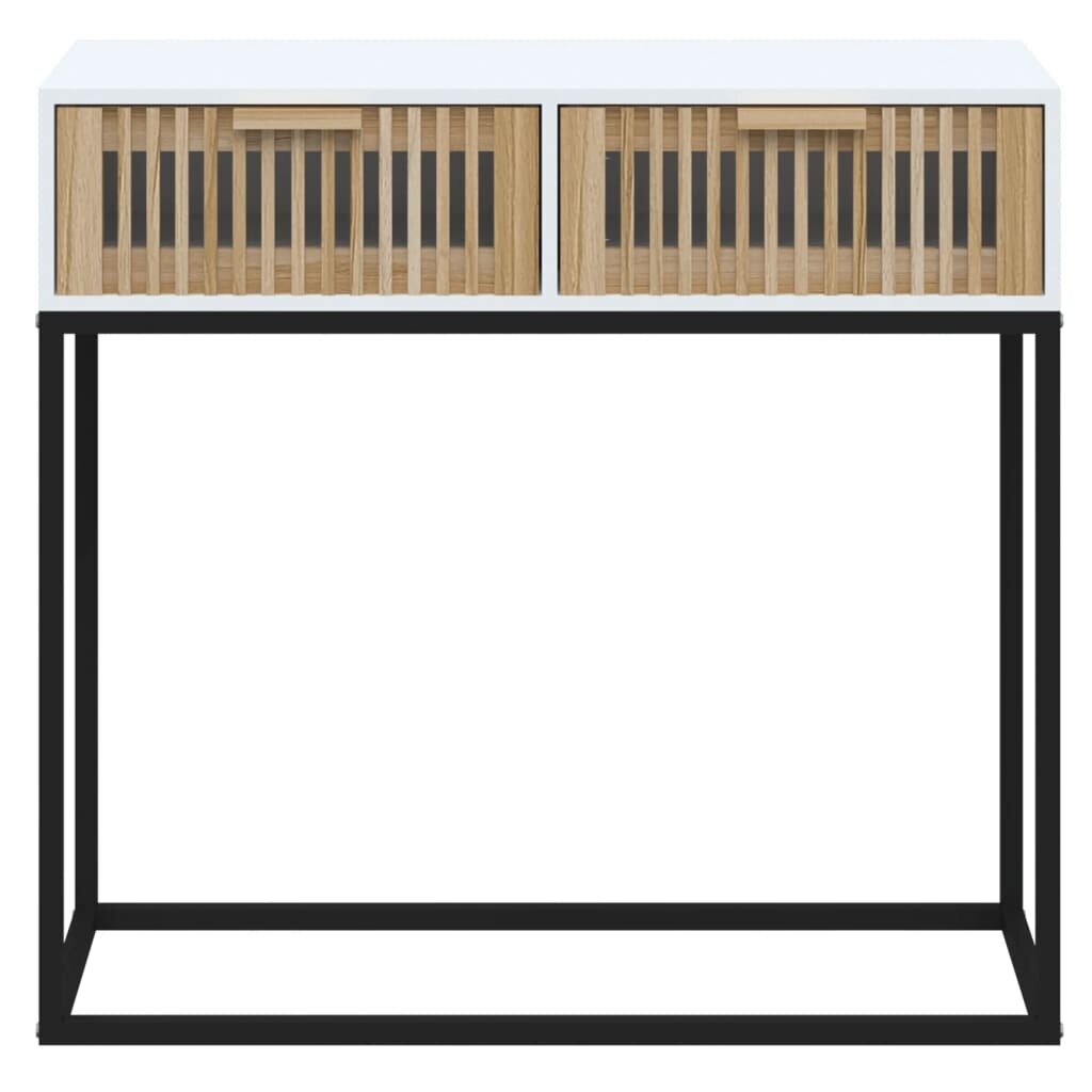 vidaXL konsoollaud, valge, 80 x 30 x 75 cm, tehispuit ja raud hind ja info | Diivanilauad | kaup24.ee