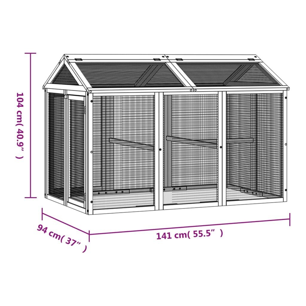 vidaXL aedik, pruun, 141 x 94 x 104 cm, männipuit hind ja info | Pesakastid, söötjad ja puurid | kaup24.ee