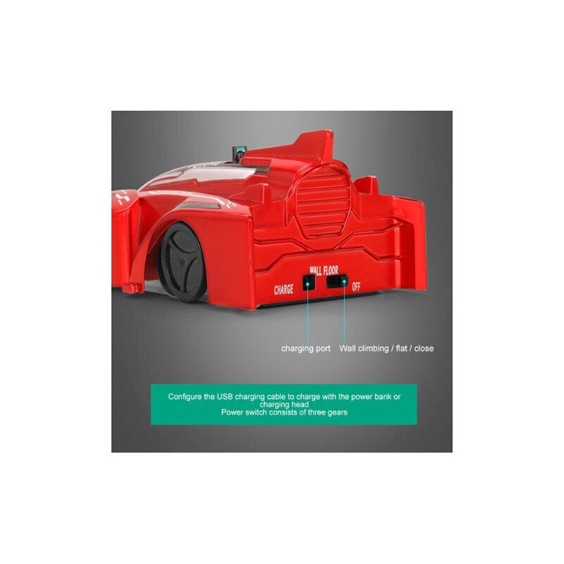 Mänguauto Anti Gravity Ceiling Climbing Car Electric 360 Rotating Stunt RC Car Red hind ja info | Poiste mänguasjad | kaup24.ee