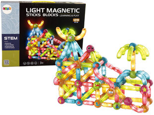 Magnetic Light-up Constructor LeanToys komplekt, 128 el. цена и информация | Конструкторы и кубики | kaup24.ee