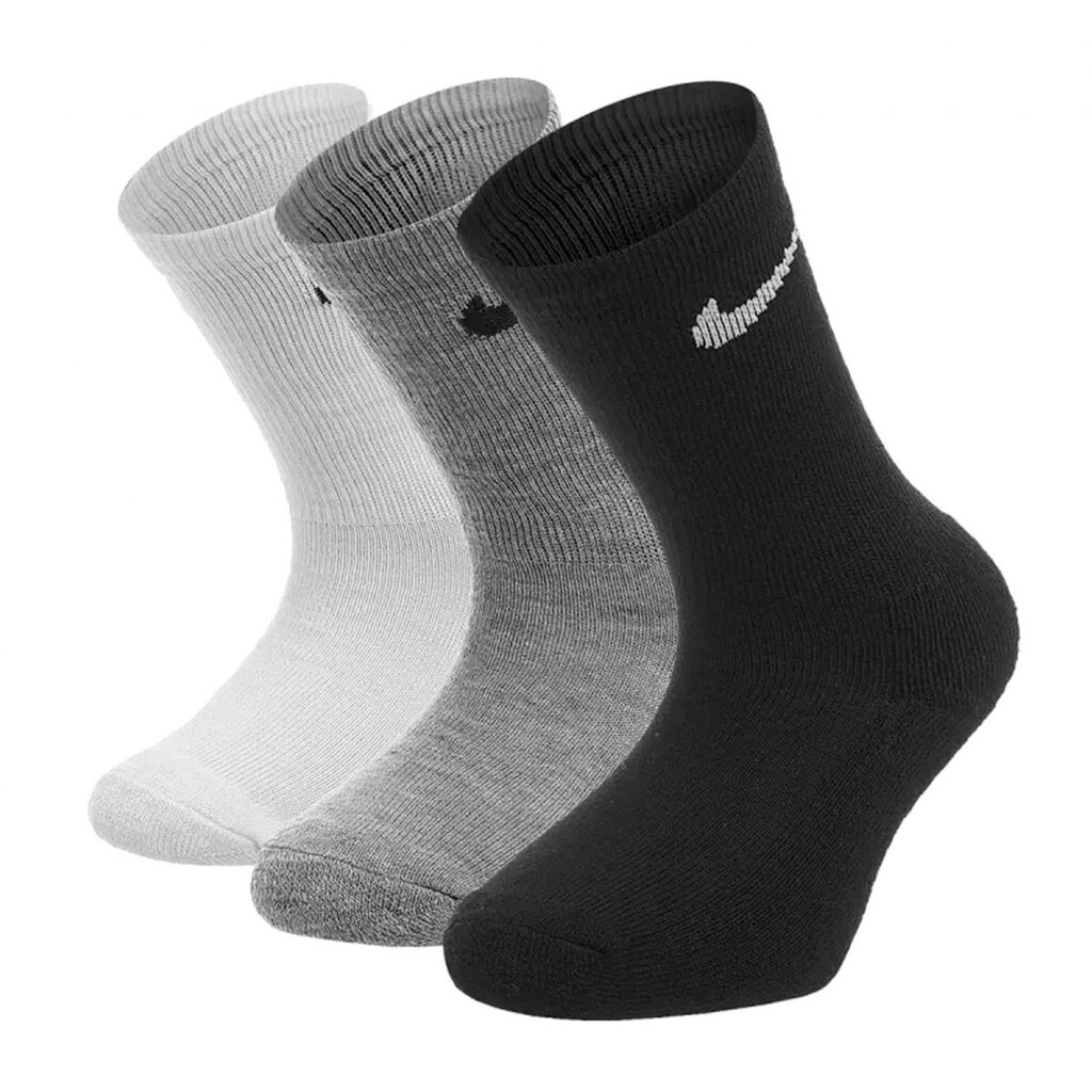 Poiste sokid Nike Basic Pack Crew 3Pk White Grey Black RN0027 W2F hind ja info | Poiste sukkpüksid ja sokid | kaup24.ee