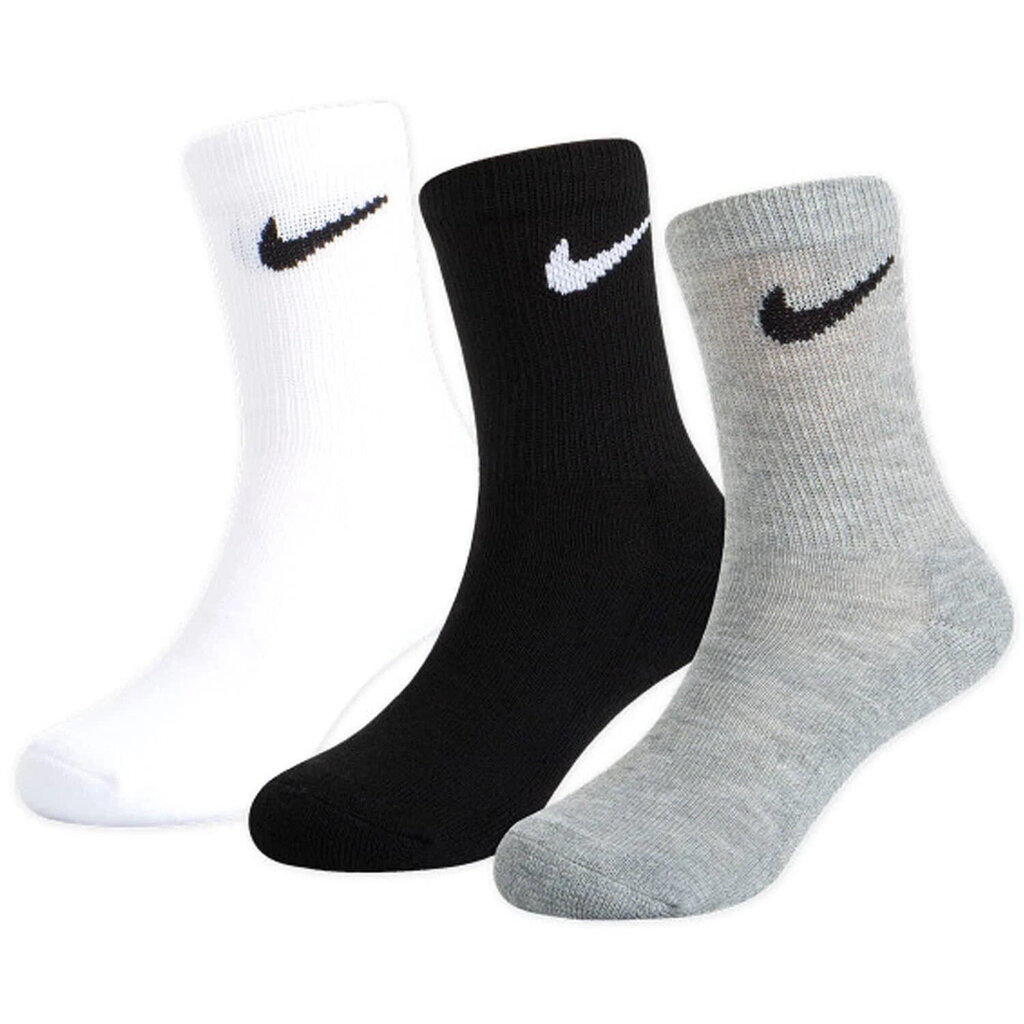 Poiste sokid Nike Basic Pack Crew 3Pk White Grey Black RN0027 W2F цена и информация | Poiste sukkpüksid ja sokid | kaup24.ee