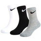 Poiste sokid Nike Basic Pack Crew 3Pk White Grey Black RN0027 W2F hind ja info | Poiste sukkpüksid ja sokid | kaup24.ee
