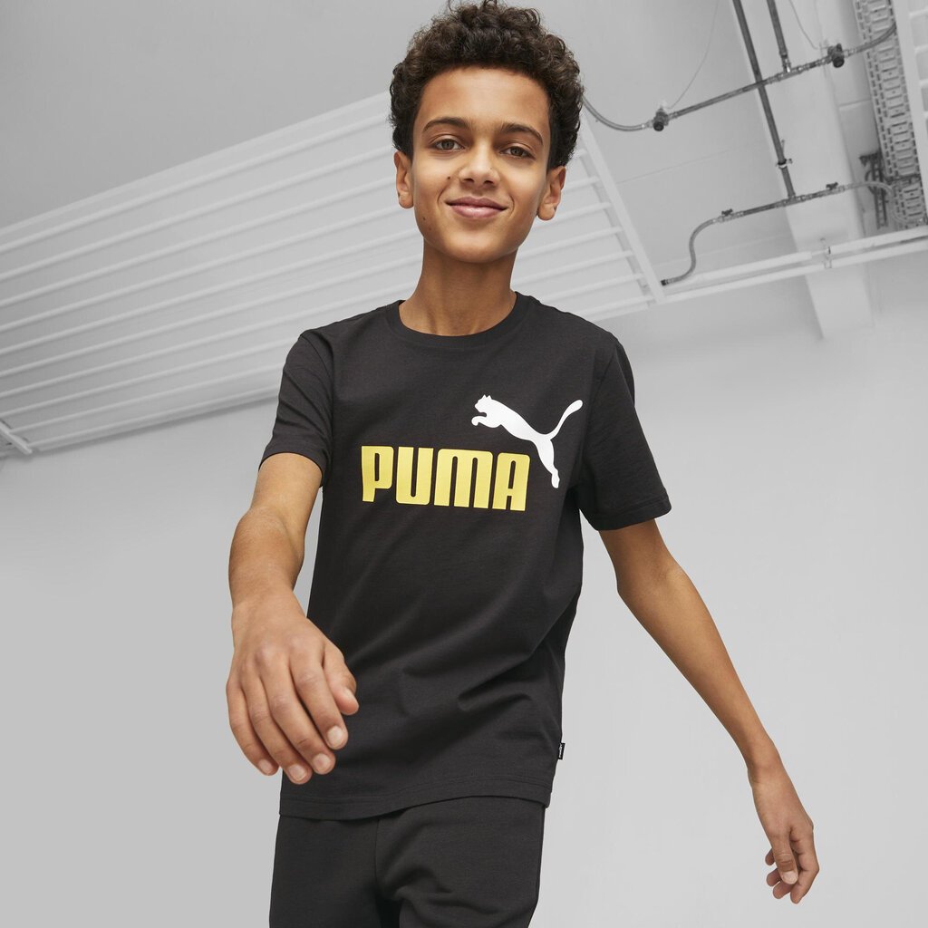 Poiste T-särk Puma Ess+ 2 Col Logo Tee Black 586985 91 586985 91/176 цена и информация | Poiste särgid | kaup24.ee