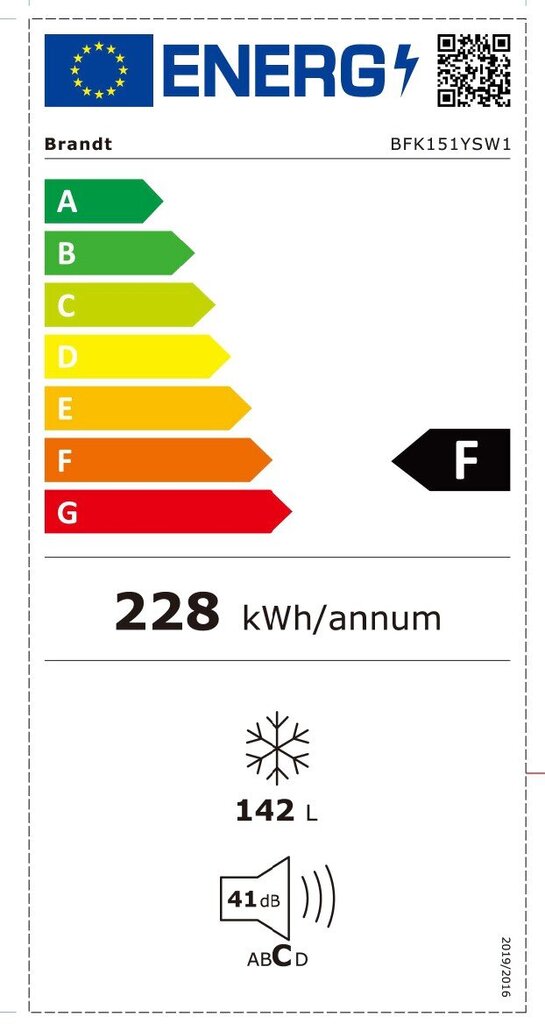 Brandt BFK151YSW цена и информация | Sügavkülmikud ja külmakirstud | kaup24.ee