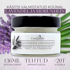 UniQandle Sojavaha küünal Lavender & Lemongrass hind ja info | Küünlad, küünlajalad | kaup24.ee