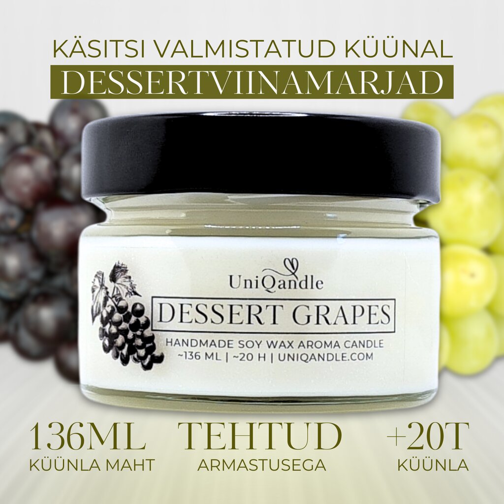 UniQandle lõhnaküünal Dessertviinamarjad hind ja info | Küünlad, küünlajalad | kaup24.ee