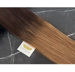 Looduslikud clip-in juuksepikendused Remy 6 osa, ombre üleminekuga tumepruunist värvist, 02-12 nr. hind ja info | Juuste aksessuaarid | kaup24.ee