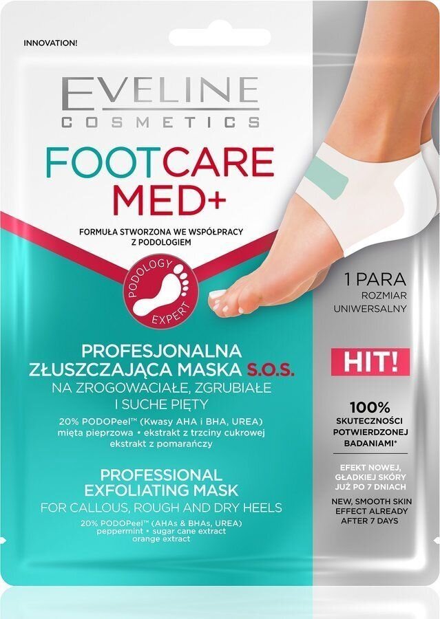 Kooriv jalamask Eveline Cosmetics Foot Care Med+ 1 paar цена и информация | Kehakreemid, losjoonid | kaup24.ee