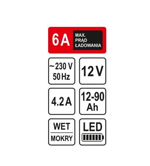 STHOR ALALDI 12V 6A 90Ah LED hind ja info | Akud | kaup24.ee
