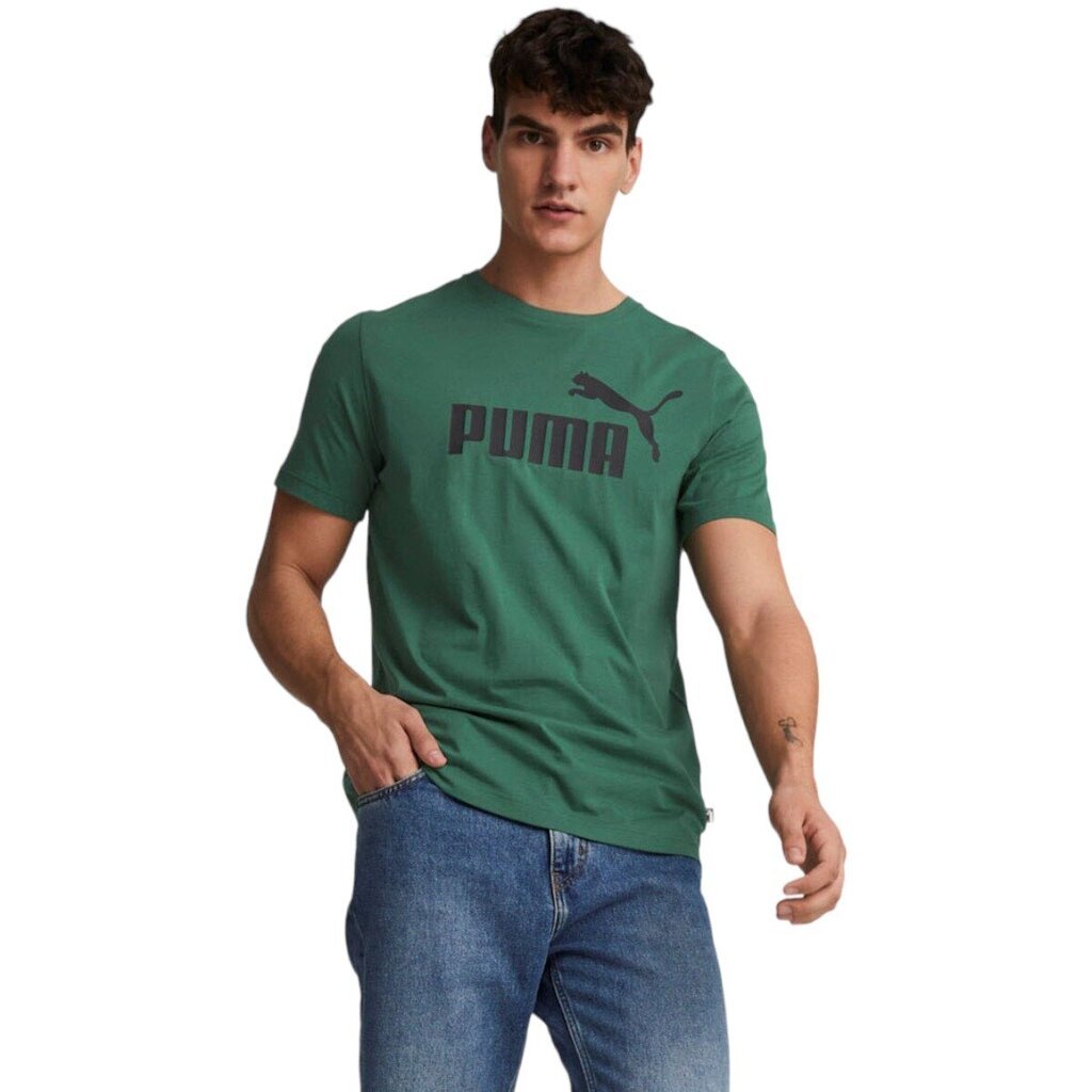 Meeste T-särk Puma Ess Logo Tee Green 586667 46 цена и информация | Meeste T-särgid | kaup24.ee