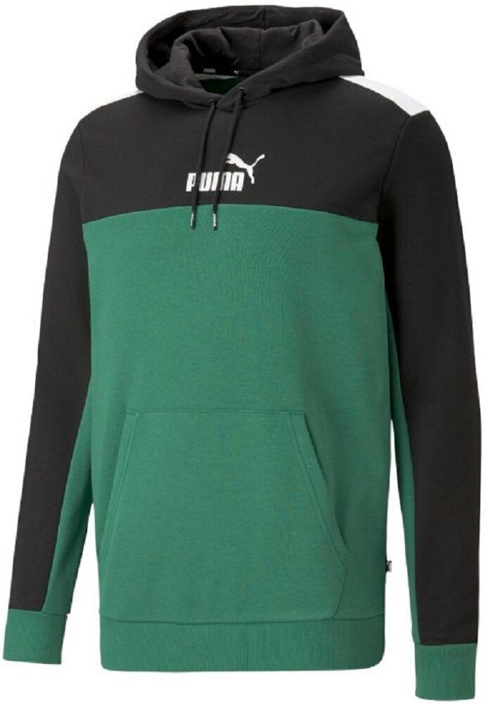 Meeste dressipluus Puma Ess+ Block Hoodie Black White Green 847428 37 847428 37/L hind ja info | Meeste pusad | kaup24.ee