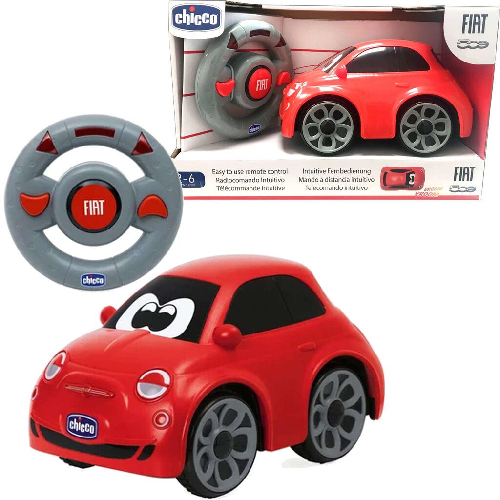 Auto Chicco Fiat 500 kaugjuhtimispuldiga, punane цена и информация | Poiste mänguasjad | kaup24.ee