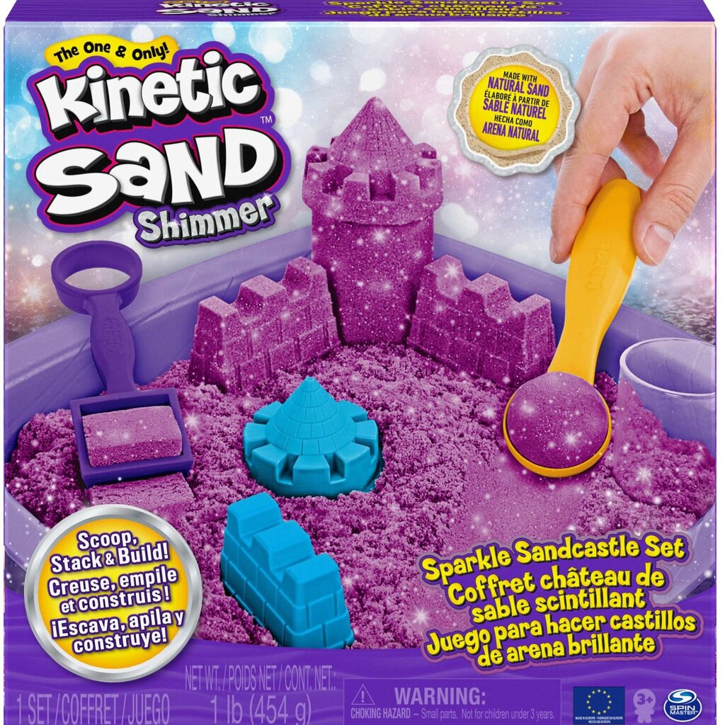 Komplekt kineetiline glitter lilla liiv Kinetic Sand Shimmer hind ja info | Kunstitarbed, voolimise tarvikud | kaup24.ee