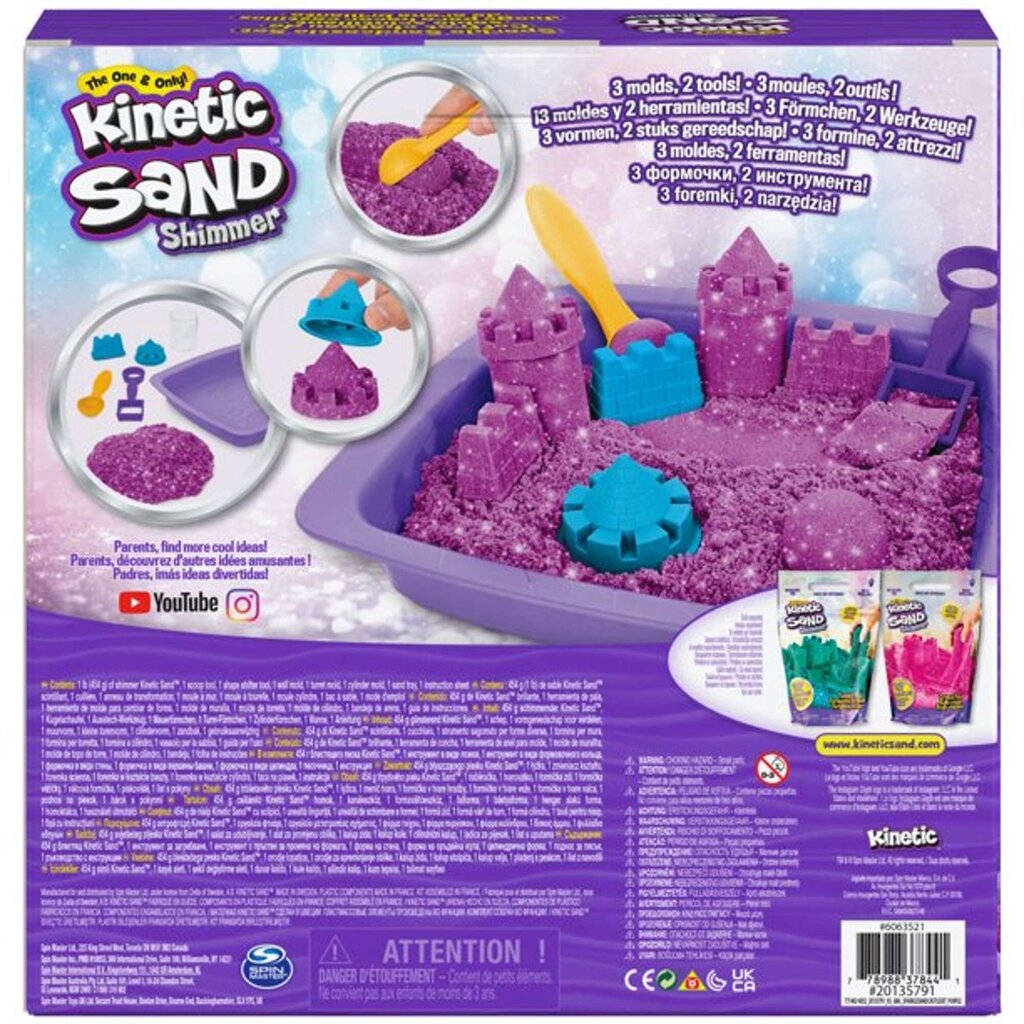 Komplekt kineetiline glitter lilla liiv Kinetic Sand Shimmer hind ja info | Kunstitarbed, voolimise tarvikud | kaup24.ee