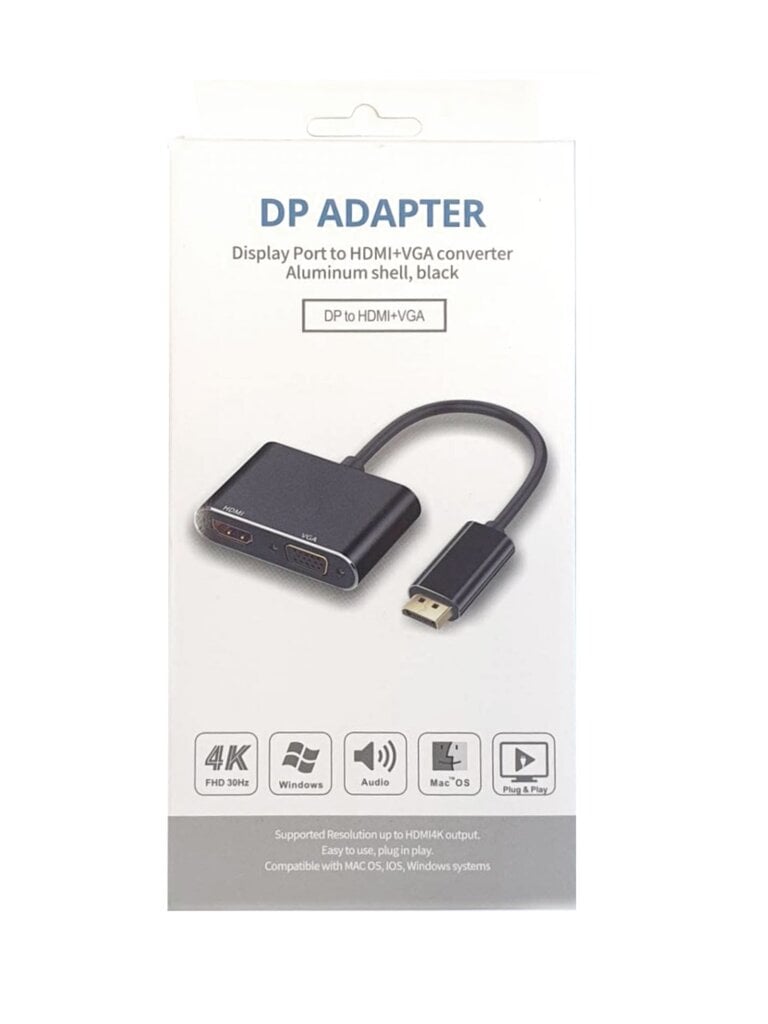 Adapter DisplayPort to HDMI + VGA-adapter v1.4 / 4K@30Hz цена и информация | USB jagajad, adapterid | kaup24.ee