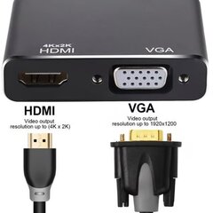DisplayPort на HDMI + VGA Адаптер v1.4 / 4K@30Hz цена и информация | Адаптер Aten Video Splitter 2 port 450MHz | kaup24.ee