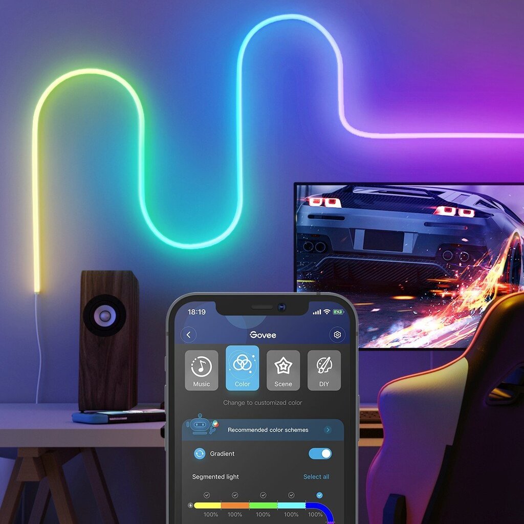 Neoonriba Govee H61A2 Neon Rope RGBIC LED Smart Strip IP67 / Bluetooth / Wi-Fi / 3m цена и информация | LED ribad | kaup24.ee