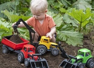 Suur traktor haagisega Plasto, 56.5 cm, punane hind ja info | Poiste mänguasjad | kaup24.ee