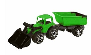 Suur traktor haagisega Plasto, 56,5 cm, roheline hind ja info | Poiste mänguasjad | kaup24.ee