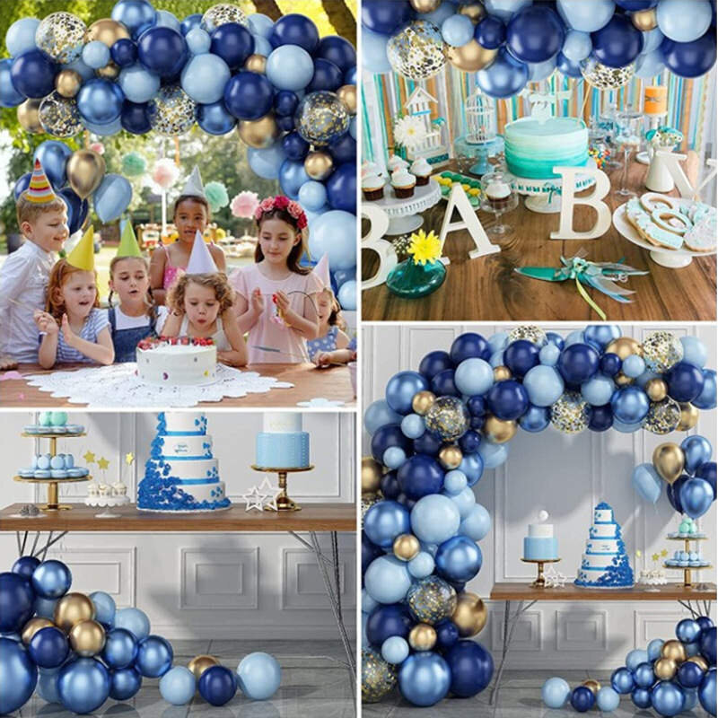 Macaron Blue Gold teemaline õhupallikomplekt (133 tk) hind ja info | Õhupallid | kaup24.ee