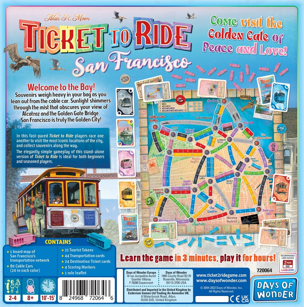 Lauamäng Days of Wonder Ticket to Ride San Francisco, FIN, SE, DK, NO hind ja info | Lauamängud ja mõistatused | kaup24.ee