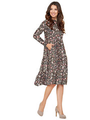 Naiste kleit laieneva lõikega Lega " Black - Cream - Rose Flower Print Velour" hind ja info | Kleidid | kaup24.ee
