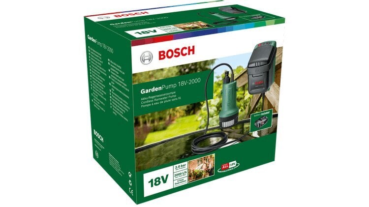 Gardenpump 18v-2000 (1x2.5ah) Akutoitel Vihmaveepump 06008c4202 Bosch hind ja info | Hüdrofoorid | kaup24.ee