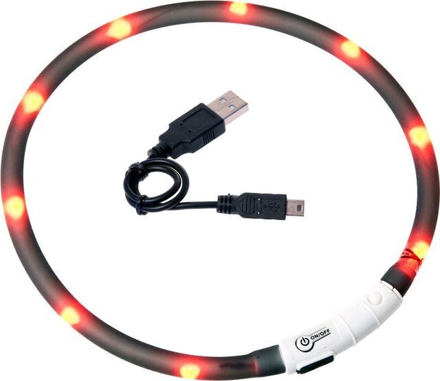 Kassi LED kaelarihm Flamingo Visio USB 20-35cm, must hind ja info | Jalutusrihmad, kaelarihmad ja traksid kassidele | kaup24.ee