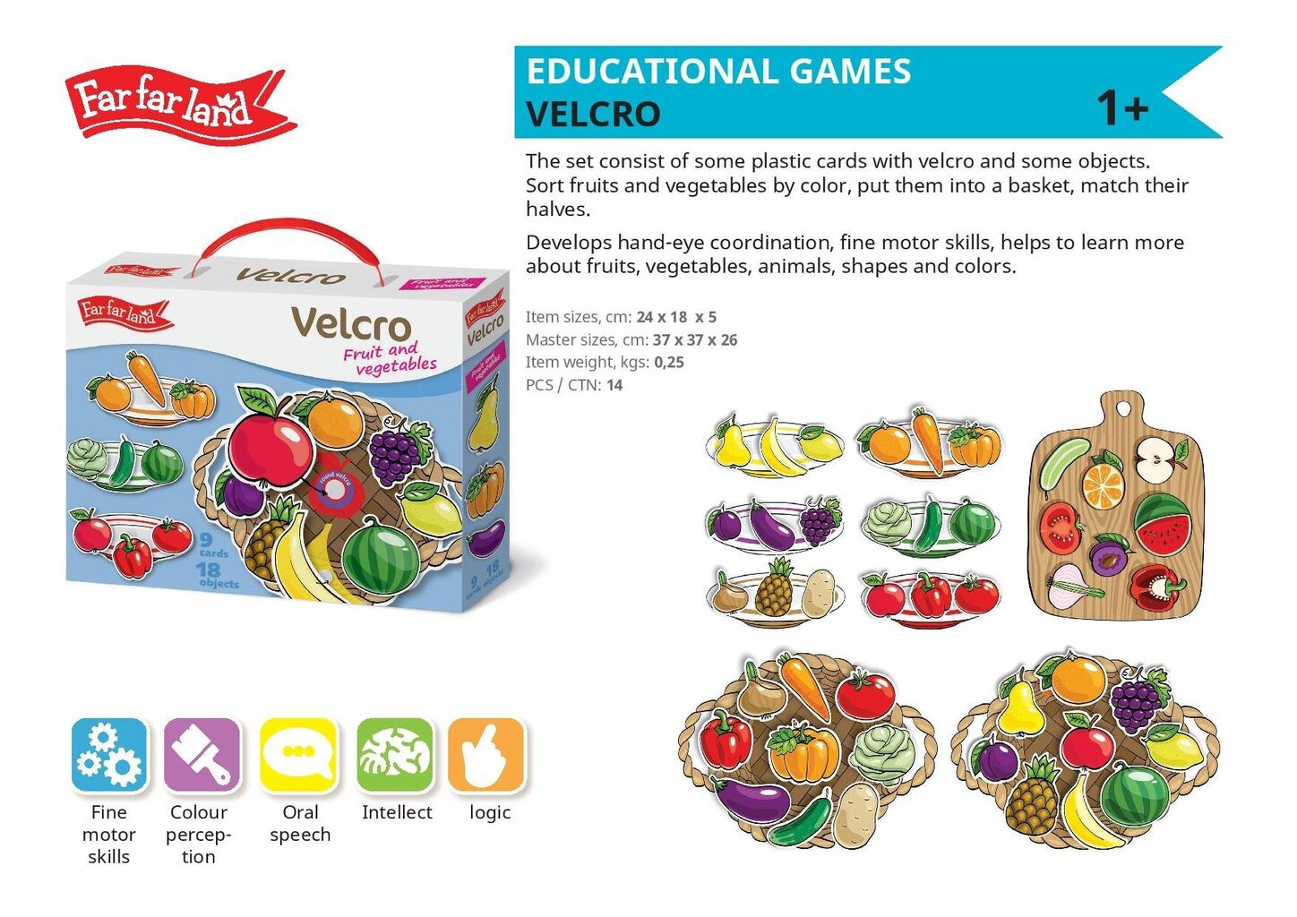 Velcro mäng takjapaelaga – Puu- ja köögiviljad hind ja info | Arendavad mänguasjad | kaup24.ee