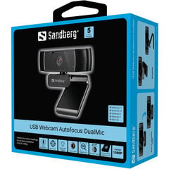 Sandberg SANDBERG USB Webcam Autofocus DualMic цена и информация | Компьютерные (Веб) камеры | kaup24.ee