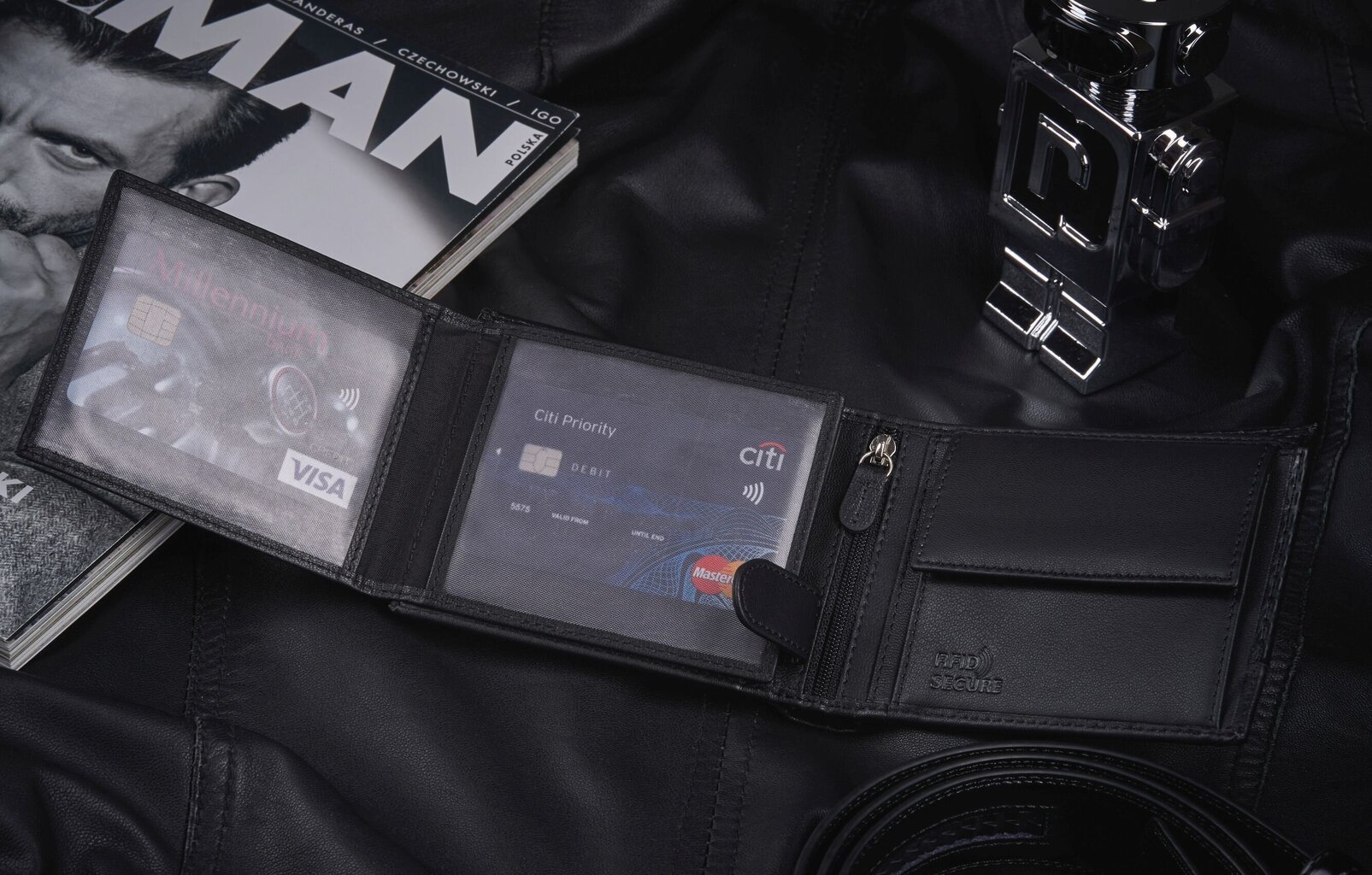 Meeste nahast rahakott Carbon RFID Secure hind ja info | Meeste rahakotid | kaup24.ee