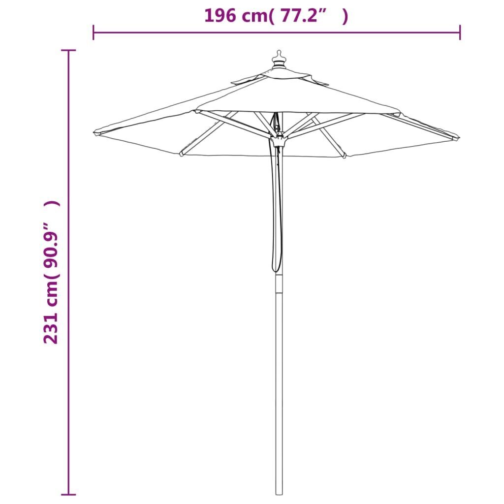 vidaXL aia päikesevari puidust postiga, hallikaspruun, 196x231 cm hind ja info | Päikesevarjud, markiisid ja alused | kaup24.ee