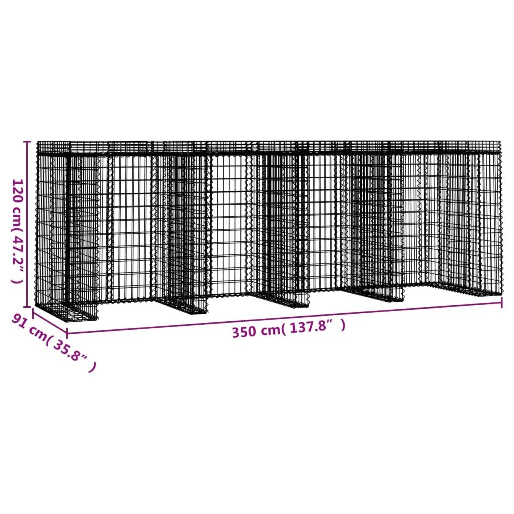 vidaXL Gabion sein prügikonteineri jaoks, 350x91x120cm, tsingitud raud hind ja info | Aiad ja tarvikud | kaup24.ee