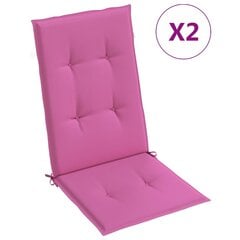 vidaXL kõrge seljatoega toolipadjad 2 tk, roosa, 120x50x3 cm, kangas hind ja info | Toolipadjad ja -katted | kaup24.ee