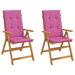 vidaXL kõrge seljatoega toolipadjad 2 tk, roosa, 120x50x3 cm, kangas hind ja info | Toolipadjad ja -katted | kaup24.ee