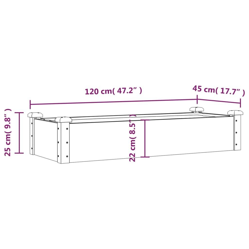 vidaXL aia taimelava, pruun, 120 x 45 x 25 cm, nulupuit цена и информация | Lillekastid | kaup24.ee