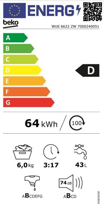 Beko WUE 6622 ZW цена и информация | Pesumasinad | kaup24.ee