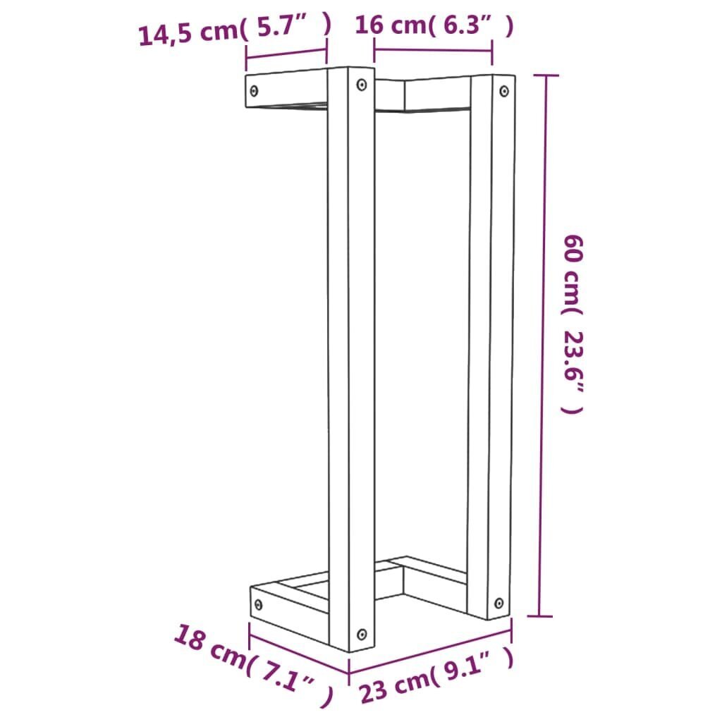 vidaXL rätikuriiul, 23 x 18 x 60 cm, männipuit цена и информация | Vannitoa sisustuselemendid ja aksessuaarid | kaup24.ee