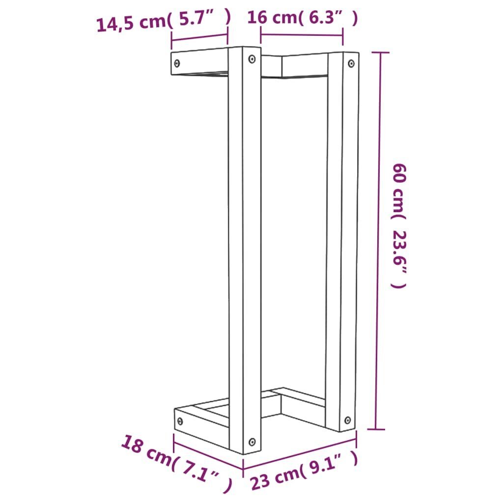 vidaXL rätikuriiul, valge 23 x 18 x 60 cm, männipuit цена и информация | Vannitoa sisustuselemendid ja aksessuaarid | kaup24.ee