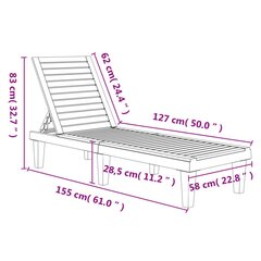 vidaXL päevitustoolid 2 tk, must, 155 x 58 x 83 cm, polüpropüleen hind ja info | Päevitustoolid | kaup24.ee