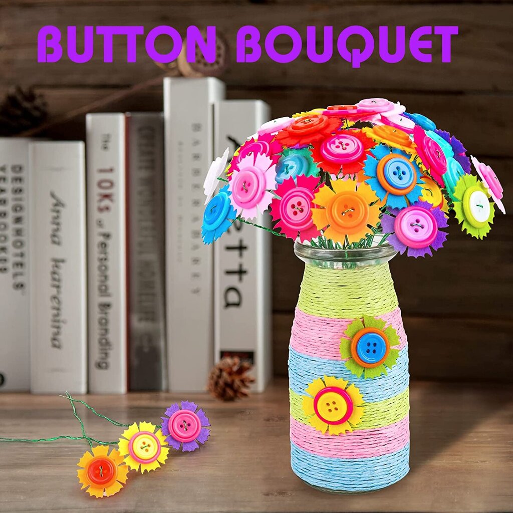 Laste loovuse arenduskomplekt DIY Button Bouquet Flowers hind ja info | Arendavad mänguasjad | kaup24.ee