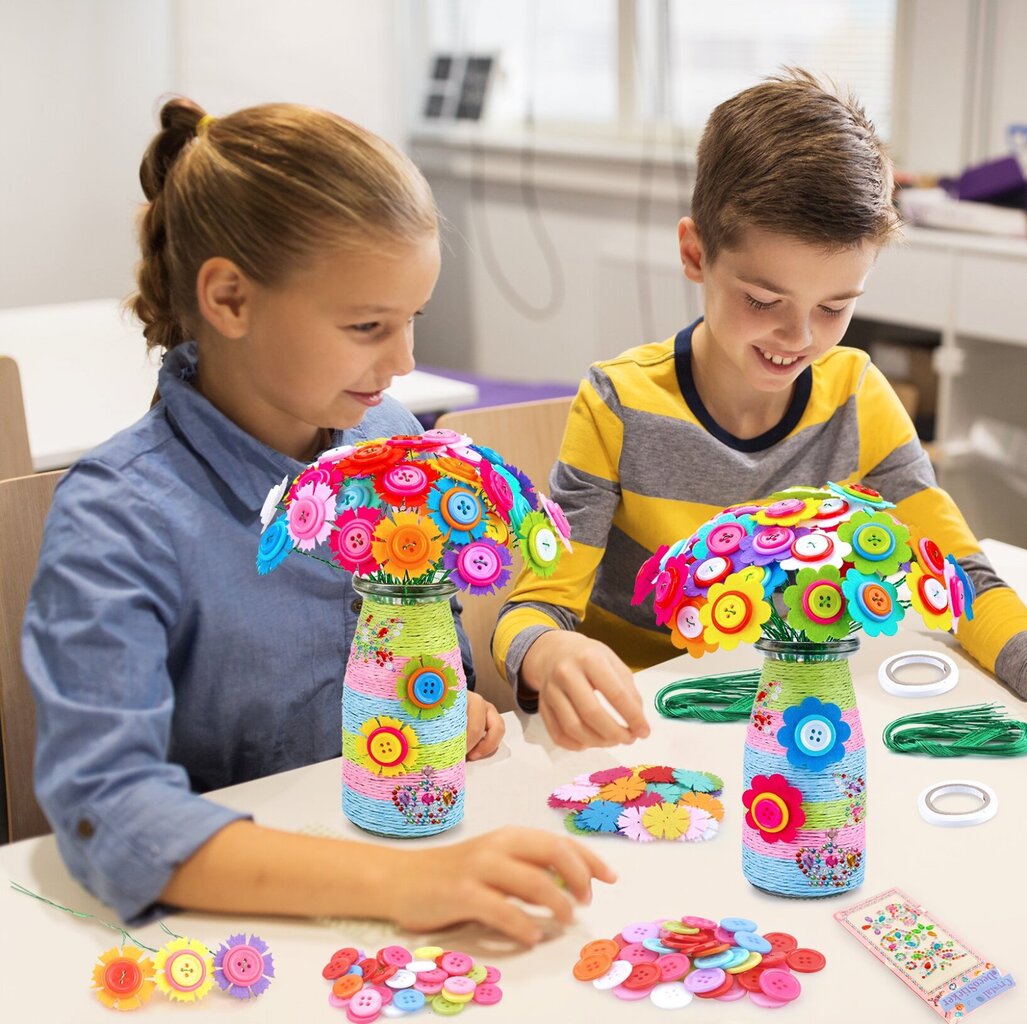 Laste loovuse arenduskomplekt DIY Button Bouquet Flowers цена и информация | Arendavad mänguasjad | kaup24.ee
