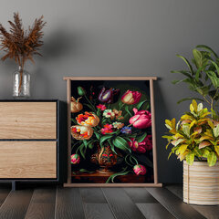 Värvi numbri järgi Raamis "Värskete tulpide kimp" Oh Art! 40x50 cm hind ja info | Maalid numbri järgi | kaup24.ee